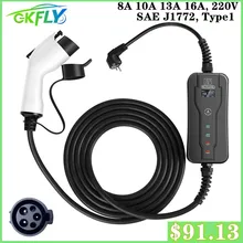 GKFLY 220V Portable EV Charger SAE J1772 Type1 Type 2 8A 10A 13A 16A Electric Car Charger Charging Stations Smart Controller