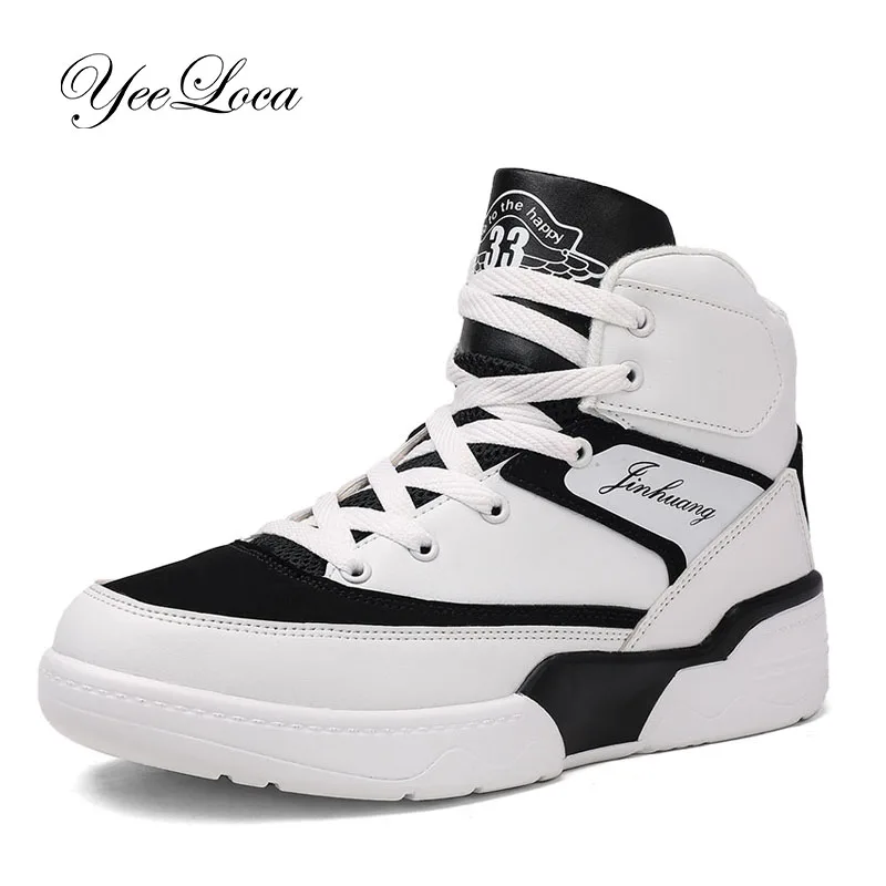 

New 2019 High Top Sneakers Men Casual Shoes Breathable White Shoes Black Leather Trainer Men Chaussure Homme Winter Autumn