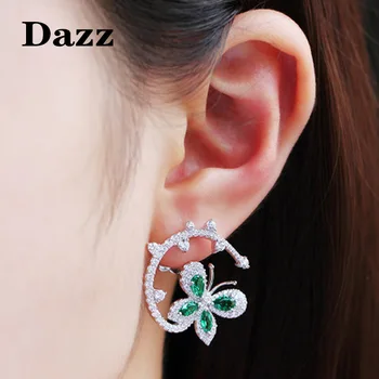 

Dazz Luxury Fashion Butterfly Zircon Silver Earring Beautiful Jewelry Women Indian Bride Dress Party Wedding Holiday Accessories