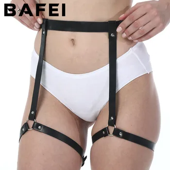 

BAFEI Sexy Women Belt Leather Harness Garters Handmade Erotic Leather Punk Gothic Garter stocking Belts Leg Body Bondage Cage