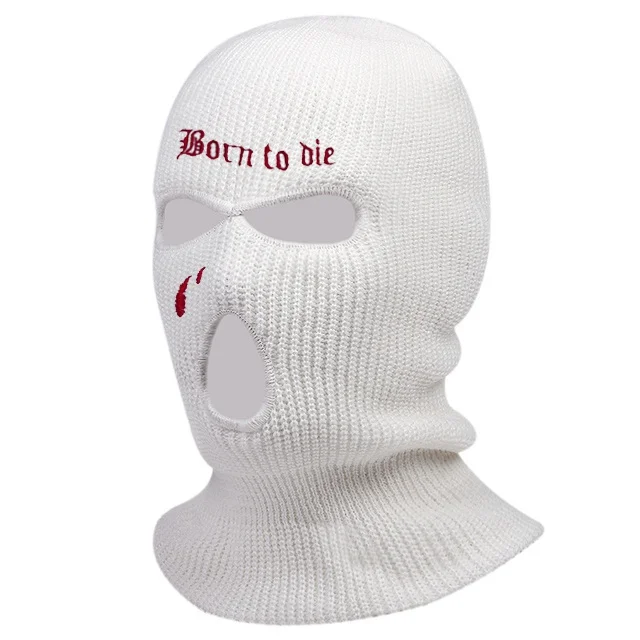 1Pc Embroidery Balaclava Face Mask 3-Hole for Cold Weather, Winter Ski Mask for Men and Women Thermal Cycling Mask Christmas Gif blue skully hat Skullies & Beanies