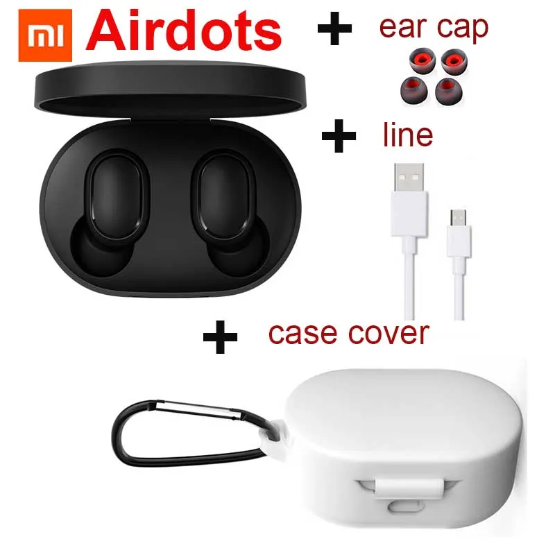 Новые Xiao mi Red mi AirDots Bluetooth наушники TWS ga mi ng гарнитура наушники Handsfree mi AirDots наушники для Android iphone - Цвет: add line whitecover