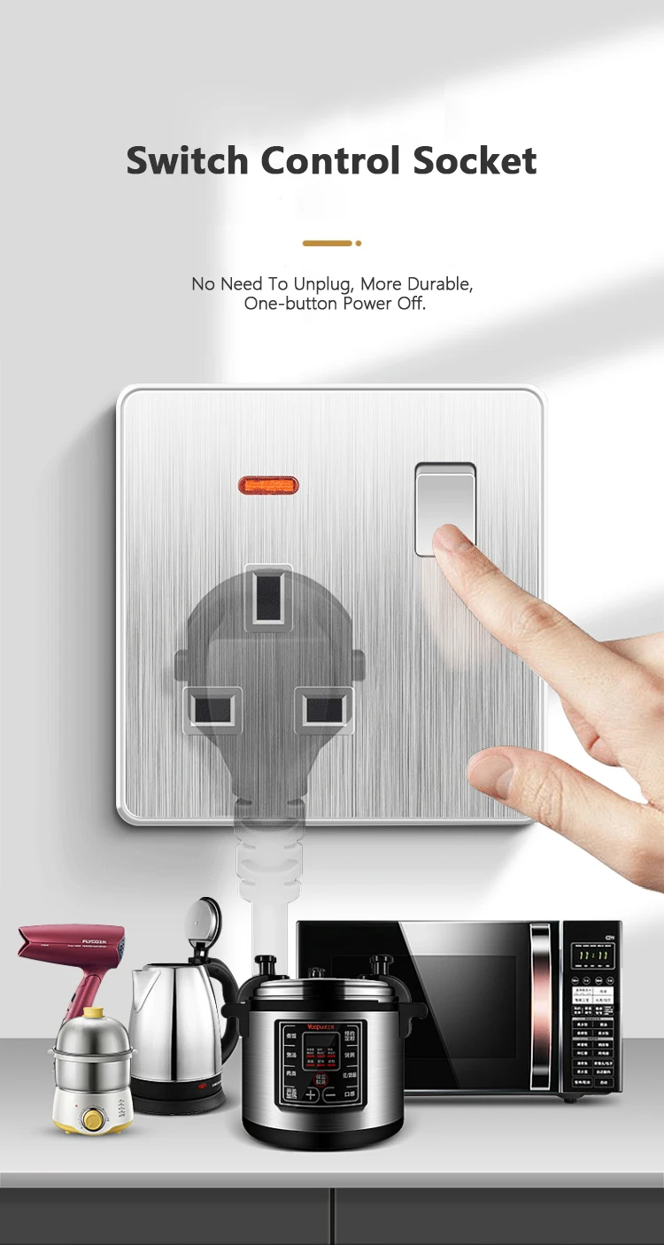 luz indicadora 2way prata escovado painel alumínio