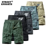 2021 New Summer Solid Color Fashion Cotton Casual Breeches Cargo Men Shorts Men Breathable Quick Dry Multi Pocket Hip Hop Short 1