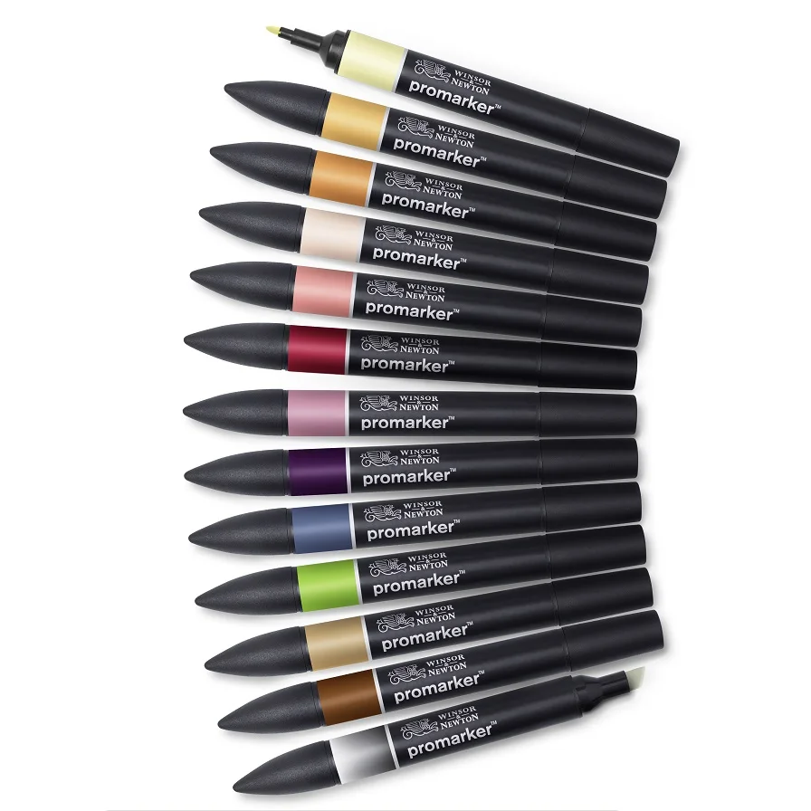 WINSOR & NEWTON 6/12 цветов Двойные наконечники (1 мм/6 мм) профессиональные маркеры