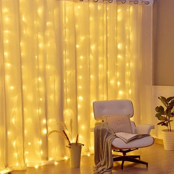

Curtain Light String, 8 Modes Of LED Light Remote Control, Used for Bedroom Background Outdoor Wall, EU Plug