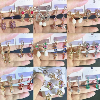 

30 Pairs/lot luxury fashion women crystal style earring lot top quality zircon women wedding earring wholesale 201106-90