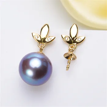 

G18K Gold Earring Hooks with Eyepin Bead Caps, Yellow Karat Gold Solid 18ct oro French Earwire Dangle Pearl Earrings