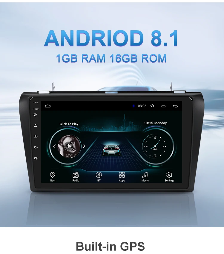 Car Multimedia Radio Player For Mazda 3 BK Mazda3 2004-2009 Android 8.1 Navigation Autoradio Tape Recorder GPS Video Stereo