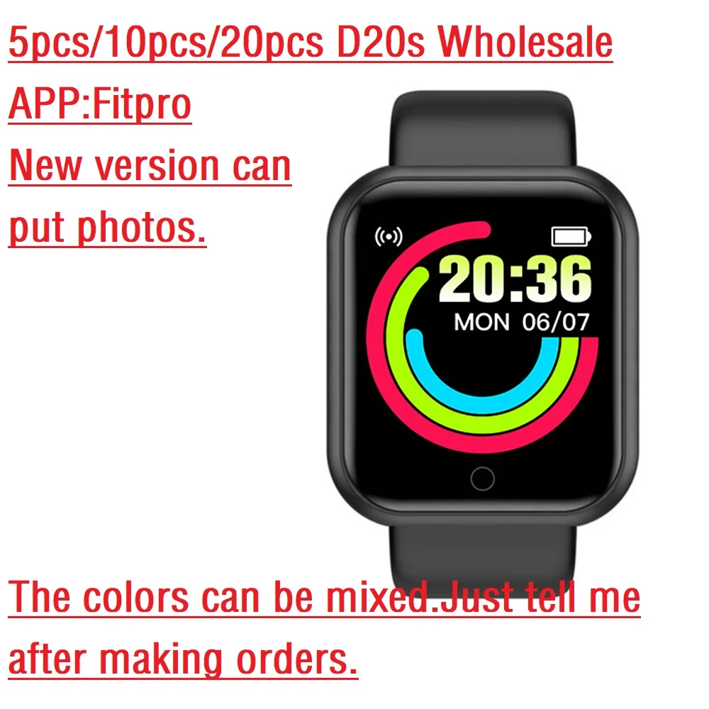D20s Wholesale Smart watch Blood Pressure Heart Rate Monitor Waterpoof Bluetooth Sports SmartWatch For Android IOS Smart Clock