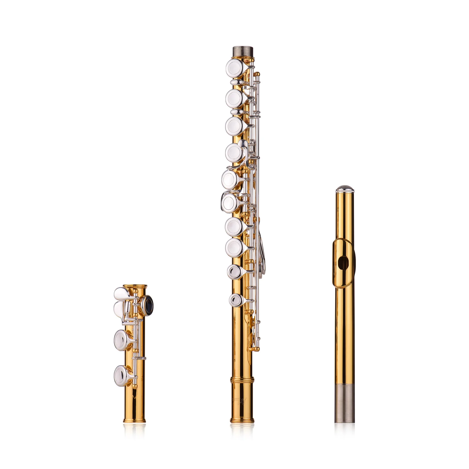 

New Muslady Professional Closed Hole C Flute Cupronickel Gold-plated Tube 16 Silver-plated Keys Wind Instrument With Accessories
