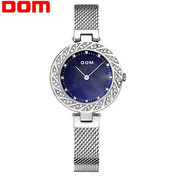 

DOM Woman Watches SIlver Top Brand Luxury Watch Women Quartz Waterproof Women's Wristwatch Ladies Girls Watches Clock G-1279D-2M