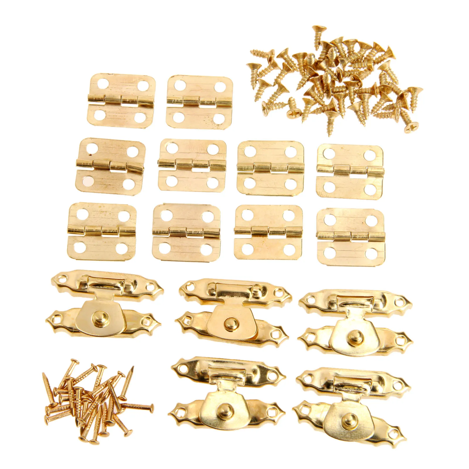 15Pcs/set Antique Bronze/Gold Furniture Cabinet Hinges with Jewelry Wooden Box Case Toggle Hasp Latch Iron Vintage Hardware Cabinet Door Hinges Furniture Hardware Toggle Latches Jewelry Box Hasps Decorative Latches