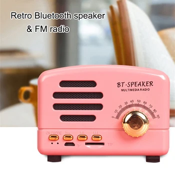 

Raido Mini Speaker Radio Vintage Style Bluetooth V4.0 Support FM TF Card Wireless Mini Speaker PUO88