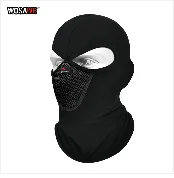 WOSAWE Motorcycle Balaclava Full Face Cover Mask Breathable Three 2 Hole CS Motocross Helmets Beanie Face Masks Black White