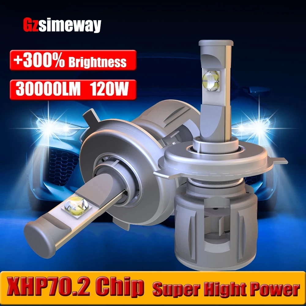 2 Pezzi Xhp70 Chip 120W 32000Lm H4 H7 Lampadine A Led H11 9005 Hb3 Hb4 9006 H1 H8 D1S D2S D2H D4S Faro Per Auto 5500K 6000K 12V Fendinebbia