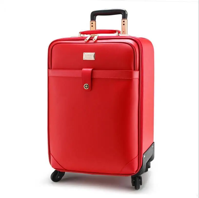 24 дюймов Спиннер чемодан путешествия чемодан на колесиках бизнес путешествия прокатки бирка для багажа тележки Сумки колеса - Color: 24 inch red