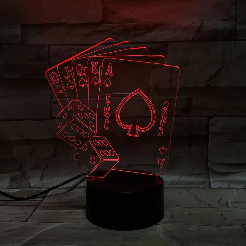 3D лампа Texas Hold Em Покер Игра приятный подарок для подростка батарея работает 7 цветов с беспроводной USB Led ночник лампа