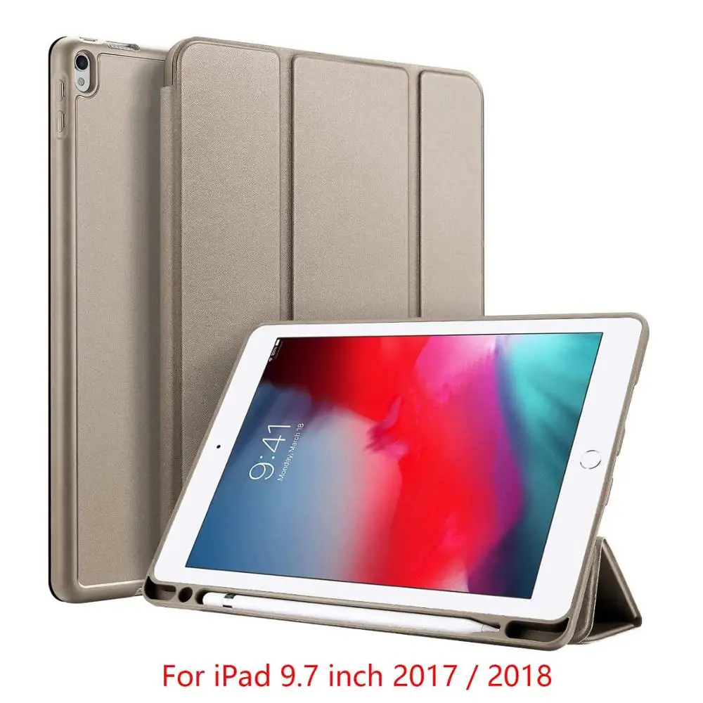 Gold 9.7 2018 2017 DUX DUCIS PU кожаный смарт-чехол для iPad Air 3() мягкий флип-чехол для iPad Pro 10,5 11 12,9 iPad Mini 5 с держателем карандаша - Цвет: Gold 9.7 2018 2017