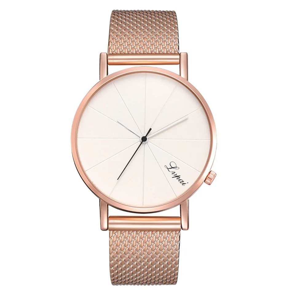 LVPAI простые черные часы новые женские часы с ремешком модные женские часы из розового золота Женские часы reloj mujer женские часы - Цвет: Rose Gold White