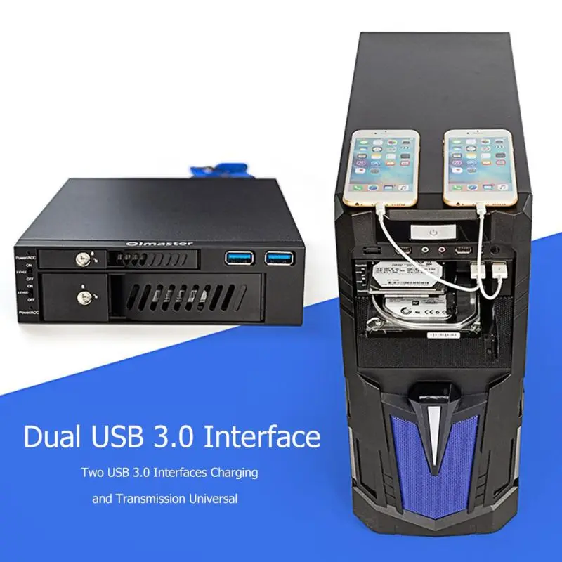MR-6203 2.5/3.5 Inch Internal HDD SSD Case Box Dual USB Optical Drive Mobile Rack Station Hard Disk Enclosure For Desktop PC Com Internal Hard Drive Hard Drive Mechanical Hard Drive