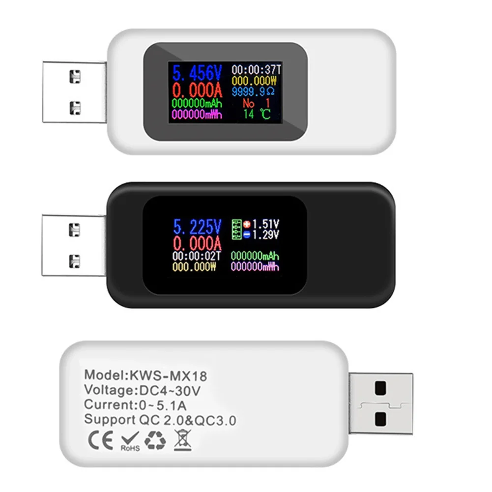 Монитор мощность цифровой USB тестер Напряжение Ток портативный цветной экран Быстрый точный измеритель Многофункциональный Интеллектуальный ЖК-дисплей