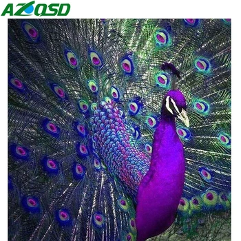 

AZQSD Diamond Painting Peacock Cross Stitch Full Square/Round Drill 5D DIY Diamond Embroidery Animal Mosaic Gift Home Decor