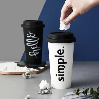 

Trash Bin Zero Waste Dustbin Trash Bin Creative Cup-Shaped Covered Vehicle Dumpster Black And White Cup-Shaped Vehicle Dumpster