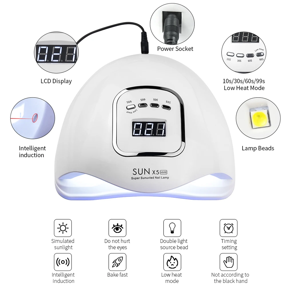 Сушилка для ногтей SUNX 5 Max/80/54/36 Вт 45/36 светодиодный s Dual светодиодная УФ-лампа для ногтей от солнца светильник для отверждения УФ-гель для ногтей с Сенсор ЖК-дисплей Дисплей
