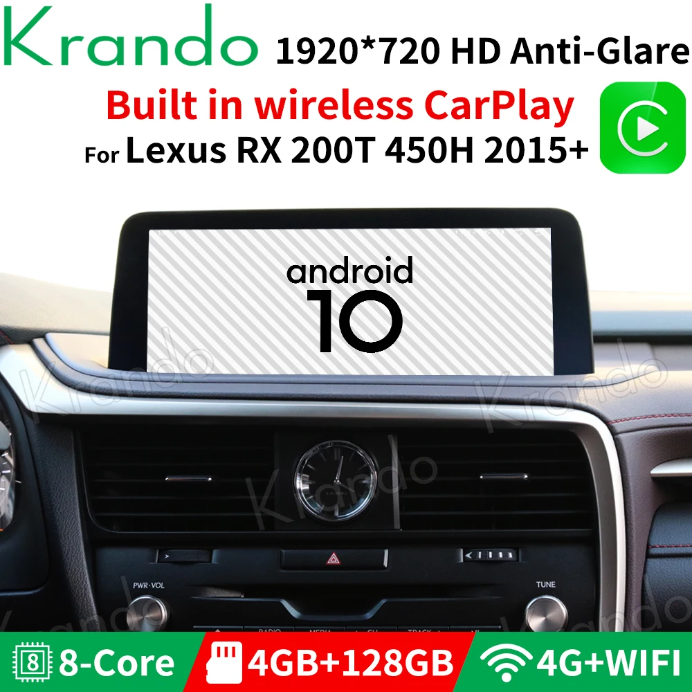 Krando Android 10 0 4 ГБ 64 12 3 ''для Lexus RX RX270 RX350 RX450 RX200T RX450H навигационная система Радио para