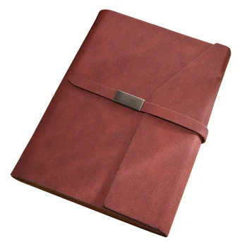 

HOT-Brown Business Office Notebooks Stationery Loose Leaf Simple Work Journal Leather Diary