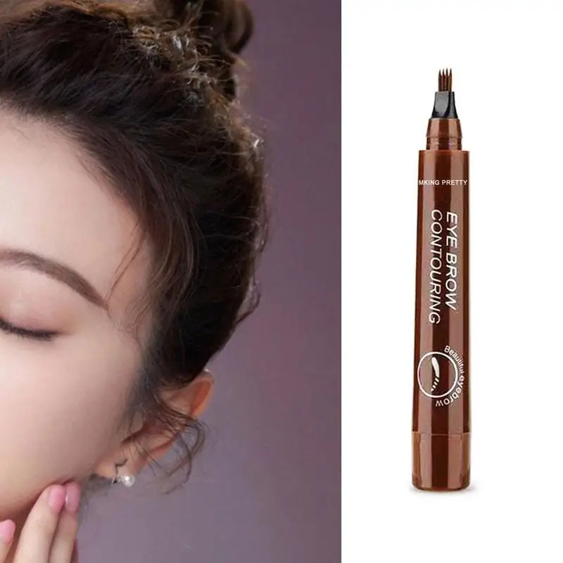 Quad Fork Eyebrow Pencil Pen Brown Black Waterproof Long Lasting Four-fork Water Eyebrow Enhancer Easy To Color Without Bloomin Quad Fork Eyebrow Pencil Pen Brown Black Waterproof Long Lasting Four-fork Water Eyebrow Enhancer Easy To Color Without Bloomin
