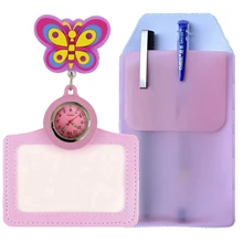 3D мультфильм медсестры раскладной держатель для бейджа карманные часы Красочные 2 в 1 новые пеналы для ручек Дамы Женщины Доктор мужские карты кварцевые часы