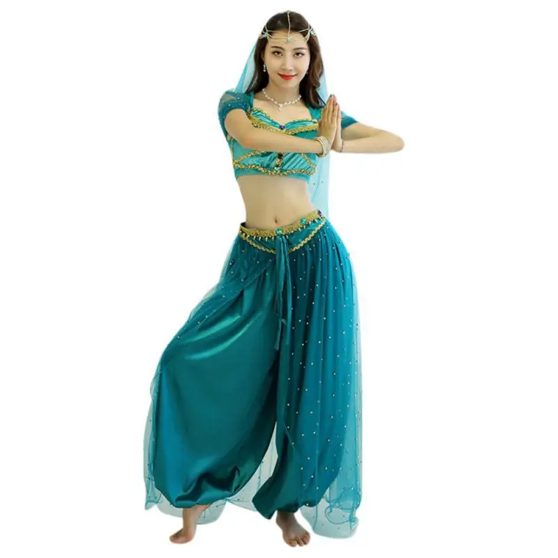 

Hot Belly Dance Costume Cosplay Costume Adult Female Sexy Stage Costume Performance Suit Blue Color