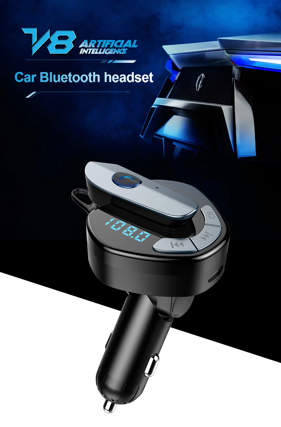 AOSHIKE Новое поступление Bluetooth 4,0 автомобильный комплект Hands Free AUX Автомобильный Mp3 плеер 3,1 A Автомобильное зарядное устройство гарнитура адаптер fm-передатчик