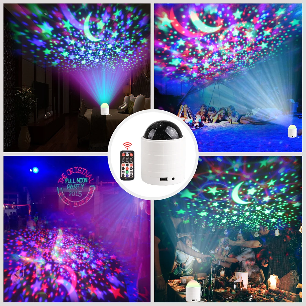 

Voice Control Light Projector USB Light Projector Star Moons Table Lamp Sleeping Light RGB Disco Stage Lights for Bar Party Xmas