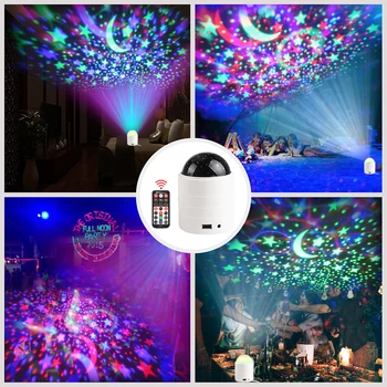 

Voice Control Light Projector USB Light Projector Star Moons Table Lamp Sleeping Light RGB Disco Stage Lights for Bar Party Xmas