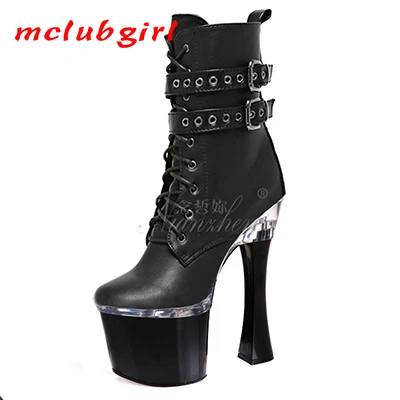 high heel round head martin boots