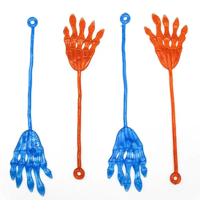 

Creative Soft Rubber Hand Bone Vent Sticky Hand Toy Elastic Stretch Palm Halloween Tricky Toys for Kids Random Color