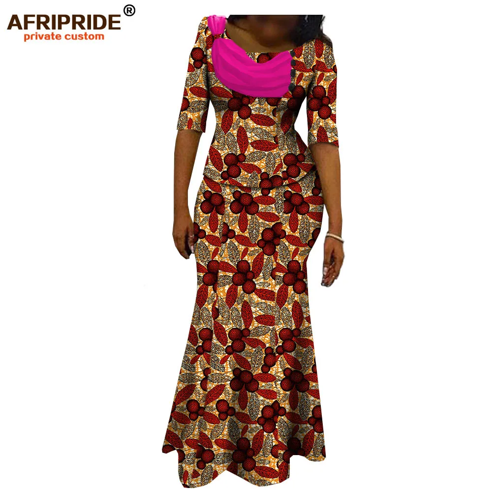 Afripride африканская юбка костюм для женщин сделанный на заказ короткий рукав топ+ юбка в пол женский хлопковый костюм A722632