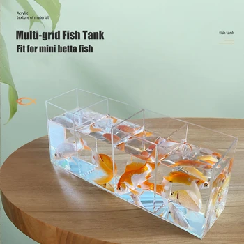 Acquario Acrilico Acquario Betta Espositore per pesci Multi-griglie Desktop Piccolo acquario Isolamento Tartaruga Serbatoio Paesaggio in miniatura