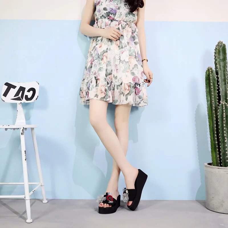 

Summer New Style Sandals Handmade Women's Sandals Women's Thick Bottomed Slanted Heel Anti-slip Sandals Large Size Platform Shoe