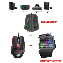One-Handed Gaming Keyboard Mouse Set RGB Backlit Portable Game Keypad Mice Combo with Converter Adapter for PC PS4 Xbox switch