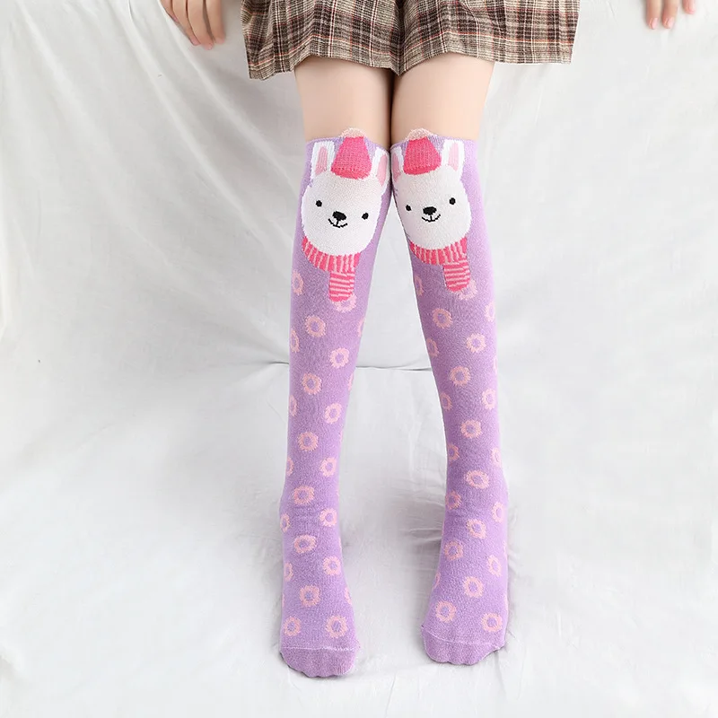 Гольфы для девочек с героями мультфильмов весенне-осенние носки для девочек, детские гольфы детские бесшовные носки - Цвет: Фиолетовый