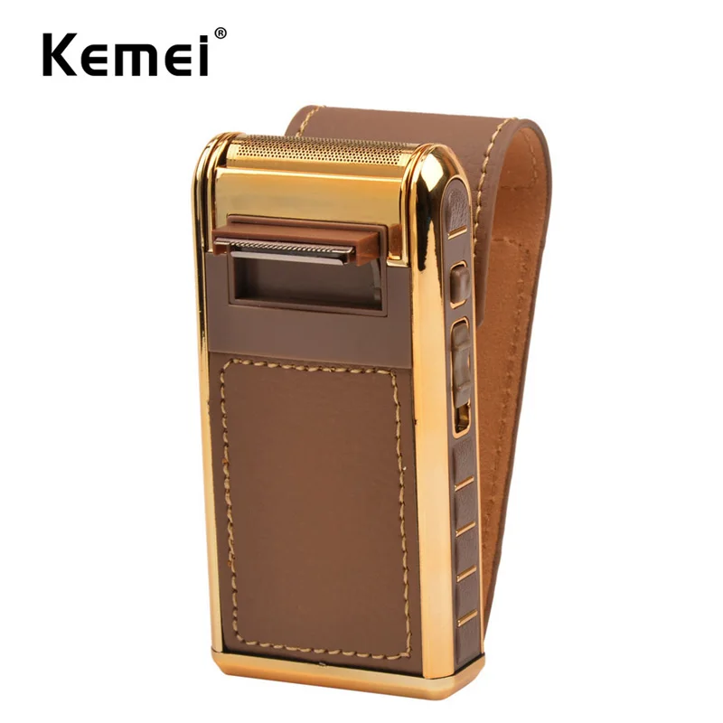 Электрическая бритва KEMEI 5500 винтажная с кожаной обмоткой портативная Мужская
