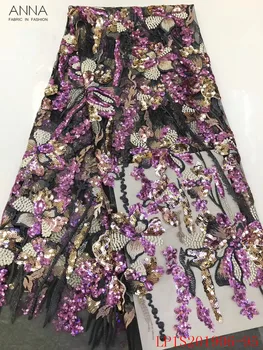 

Anna latest african embroidered net laces nigerian tulle lace fabric 2020 high quality french sequins fabrics for garment sewing