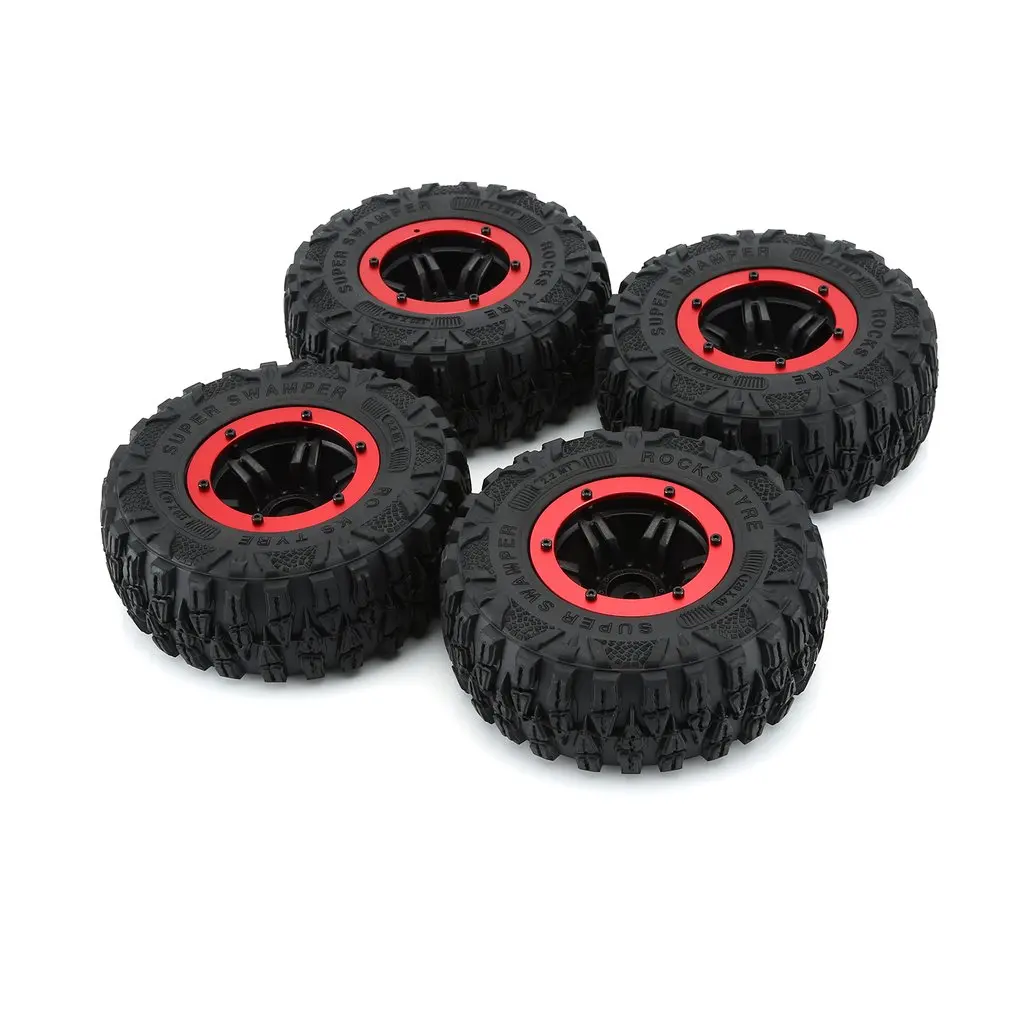 

4PCS RC 2.2in Climbing Rubber Tires Rock Crawler Wheel Tires Car Auto Set with Wheel Rim Beadlock for RC 1/10 Car