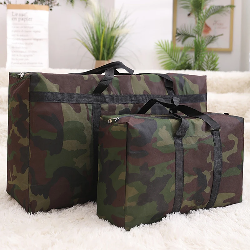 150L/180L Green Camouflage Heavy Duty Extra Large Storage Bag Moving Bags Water Resistant Travel Bags Tote Carrying Camping Bags 5
