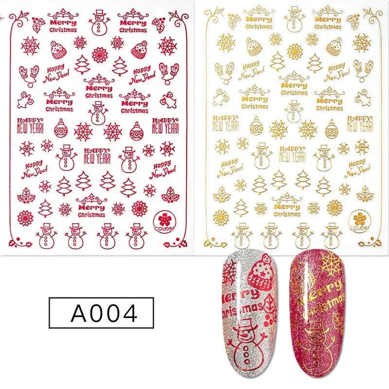 2 шт золотые серебряные рождественские дизайнерские наклейки для ногтей зимние снежные Цветочные слайдеры Водные Переводные картинки для ногтей маникюр Дизайн ногтей - Цвет: FFS08712