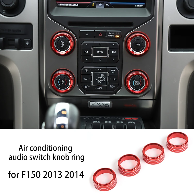 audio knob 13-14 MOPAI вентиляционное отверстие декоративное для Ford F150 2009 автомобиля 4WD фары переключатель кнопка ручка украшение кольцо для Ford F150 Raptor 2009 - Название цвета: audio knob 13-14